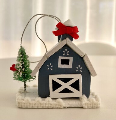 VTG 1986 Kurt Adler Barn Wood Christmas Ornament Holidays Seasonal Decor 80s