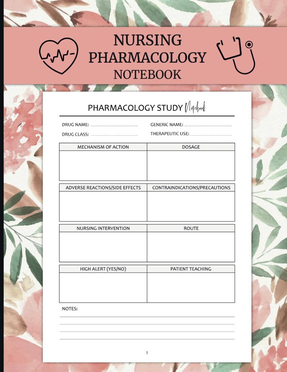 Nursing Pharmacology Notebook with Blank Medication Templates for Students-image
