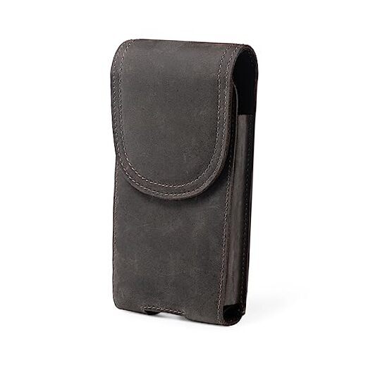 iPhone 15 Pro Max 14 Pro Max Grey Leather Phone Holster