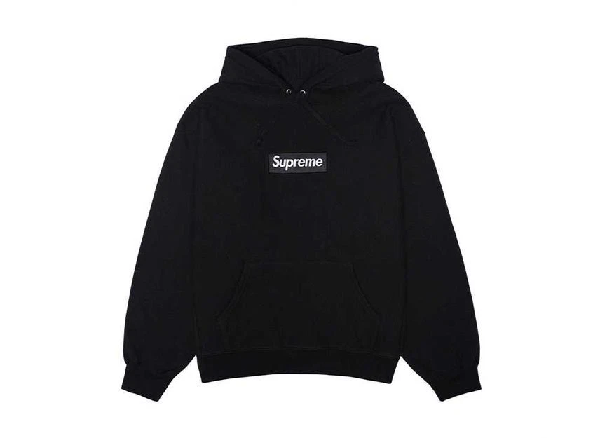 Sweat à capuche noir logo Supreme Box (23FW)