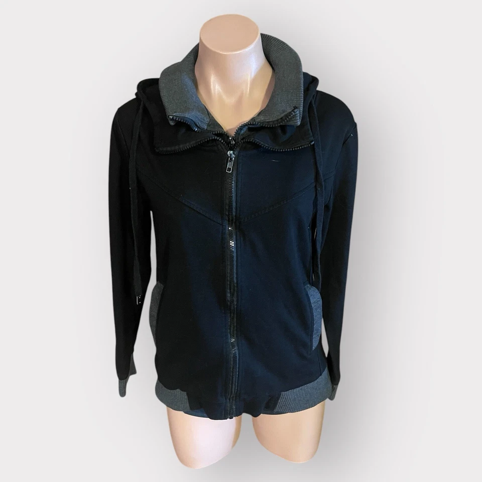 Chaqueta con Capucha TheLees Para Hombre Mediana Negra y Gris Doble Cremallera Cremallera Completa Foto 2 de 4