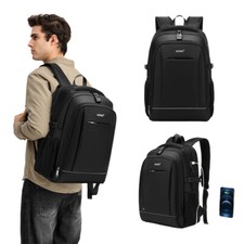Unisex Travel Backpack with USB Charging Port, Zip Lock, Large School Rucksack
