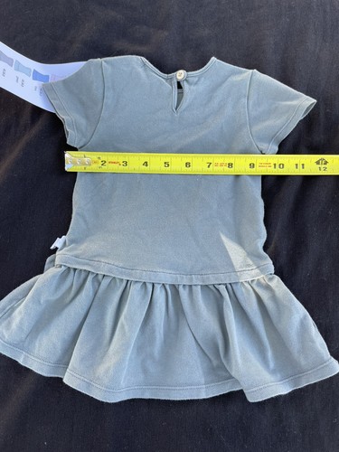 Mon Petit (Spain) NWT Grey Cotton Knit Drop Waist Dress -6 Months - Picture 3 of 6