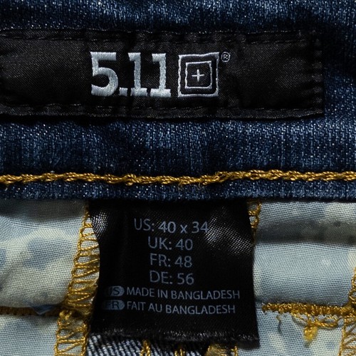 Pantalones de mezclilla tácticos 5,11 40 x 34 azules ajustados rectos multi bolsillo trabajo informal - Imagen 8 de 9