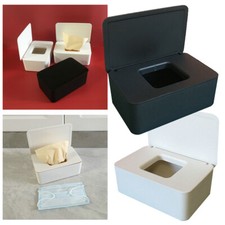 Wet Wipes Dispenser Holder Home Office Storage Box Case with Lid White Black