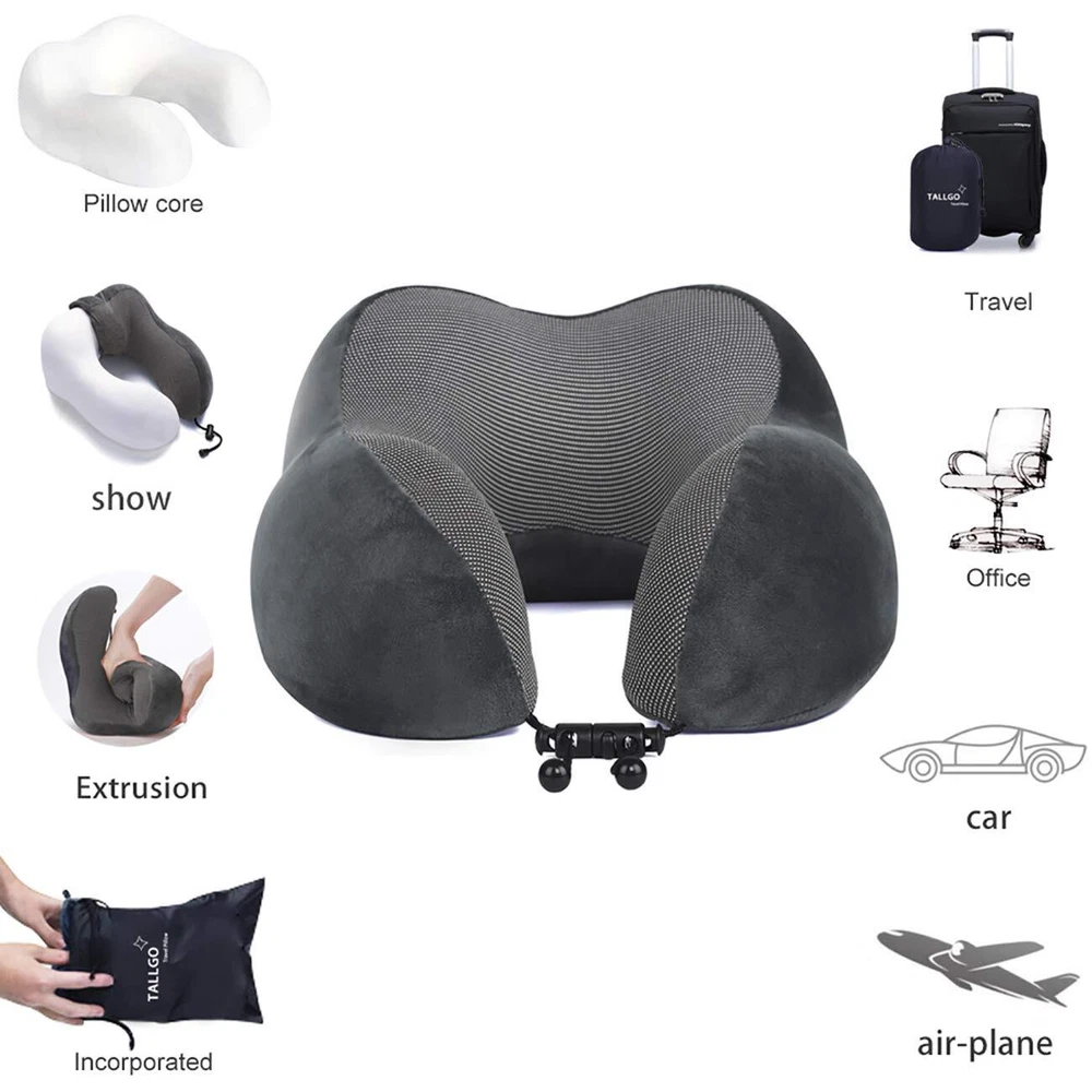 Travel Pillow, Best Memory Foam Neck Pillow Head Support Soft Pillow for Slee...