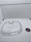 VTG Pyrex A-9-C Clear Glass Replacement Lid Corning Ware Square See Imperfection