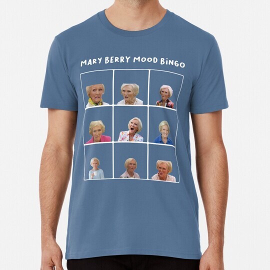 Funny Mary Berry Mood Bingo From Great British Bake Off S-5XL USA Made T-Shirt