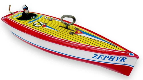1996 Schylling SpeedBoat Zephyr Wind Up Tin Toy Reproduction
