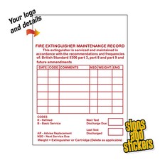 100 x Fire extinguisher maintenance labels 110mm x 80mm Vinyl sticker Free P&P