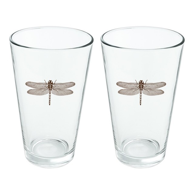 Dragonfly Vintage Insect Novelty 16oz Pint Drinking Glass Tempered eBay