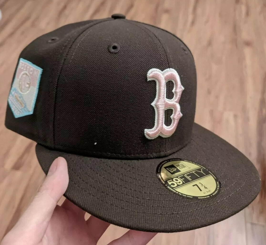 New Era Hat Club Boston Red Sox Spumoni Brown Pink Fitted Hat Size 7 3/4