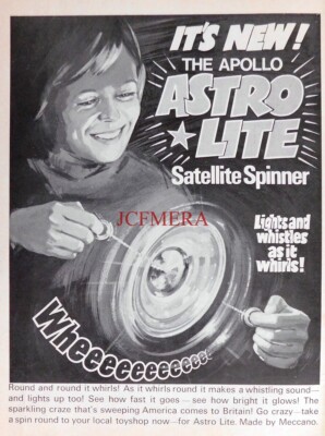 Meccano Apollo ASTRO*LITE Satellite Spinner WERBUNG Vintage 1972 Print Ad 676/60