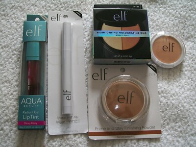 E.L.F. Highlighting Holographic Duo Concealer Powder Wax Pencil Lip Tint Lot 