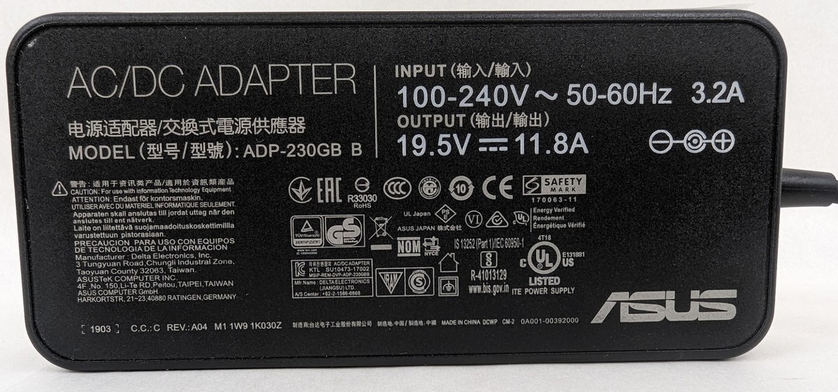 ASUS AC/DCアダプター ADP-230GB B Asus ADP-230GB B 230W 19.5V 11.8A Power Supply Charger AC
