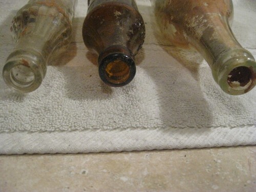 Lot of 3 Vintage Glass Bottles: 1 Brown; Clear - Picture 8 of 9
