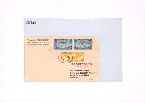 USA HINDENBURG ZEPPELIN Air Mail Card Lakehurst Frankfurt Registered LZ200 - Picture 7 of 10
