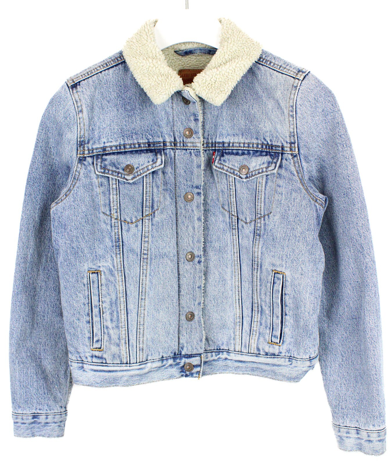 Levi's Chaqueta Mujer Mitad Denim Camionero Sherpa Forro Interior Neu Abotonado