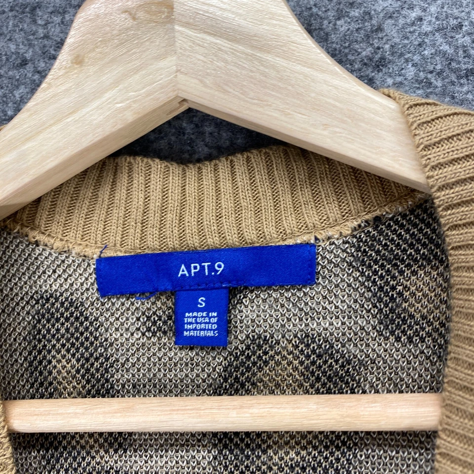 Apt. Cardigã feminino 9 S pequeno bege estampa animal frente aberta manga longa malha - Imagem 3 de 4