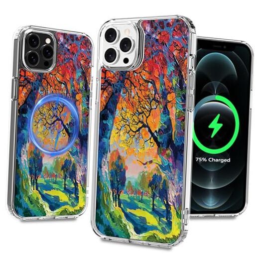 Magnetic Clear Case for Flower Printing Pattern Design iPhone 12 Pro Max Pic 4