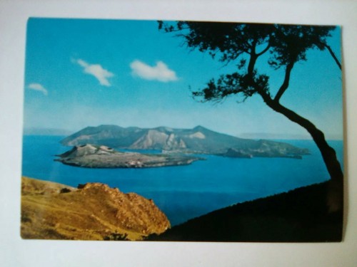 AK Äolische Inseln Vulkan Messina Panorama von oben Postkarte AK