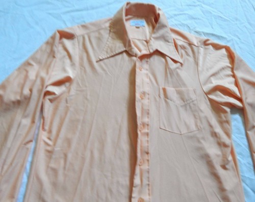 Solid Orange Vintage Long Sleeve Button Down Shirt Large Mens Marshall Field's - Picture 7 of 7