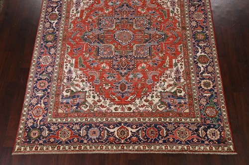 Vegetable Dye Geometric Heriz Serapi Oriental Area Rug Handmade Wool Carpet 8x10 - Picture 5 of 12