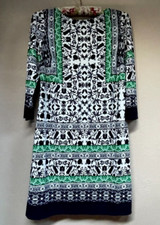 Vince Camuto Multicolor Floral 3/4 Sleeve Shift Dress 8P Zip Back Stretch Casual