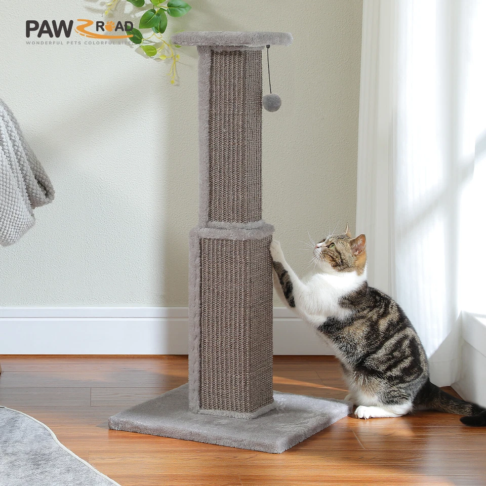 Poste rascador PAWZ Road 32" grande Ultimate Cat con base de sisal tejida juguetes de bola Foto 3 de 4