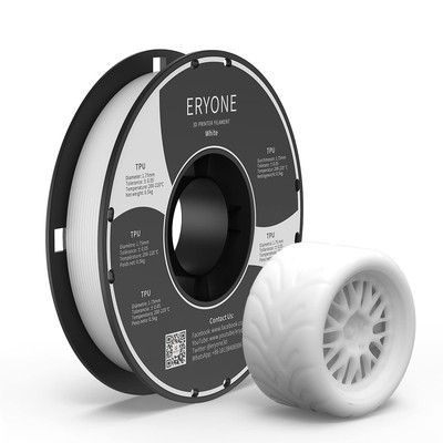 TPU Filament 1.75Mm for 3D Printer +/-0.05Mm,95A, 0.5Kg (1.1 LBS) / Spool, White