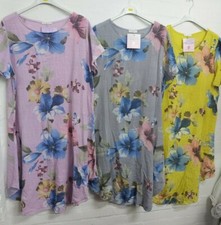 NEW LADIES ITALIAN SLIT POCKET PATTERN FLORAL DRESS SUMMER SHINE ONE SIZE 14-24