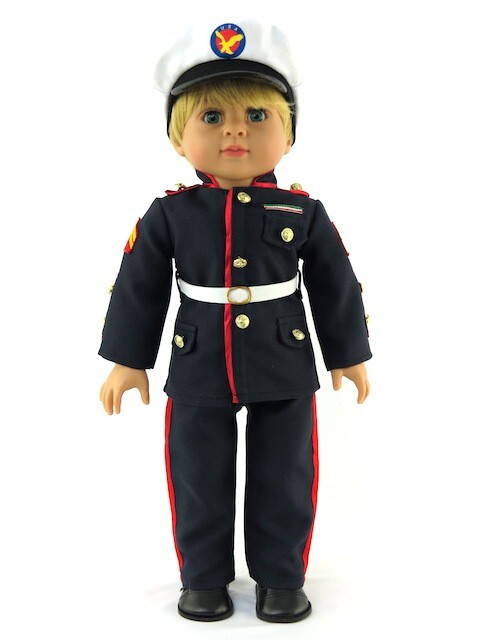 18-Inch Boy Doll Clothes Marine Pants Jacket Hat Shoes Fit