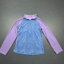 Columbia Girls Fleece Pullover Sweater 14/16 Purple Blue Half Zip Winter Top