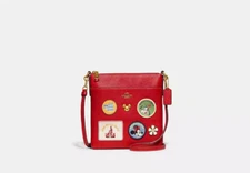 NWT NEW  DISNEY X COACH ELECTRIC RED PATCHES KITT CROSSBODY C8574