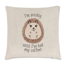 I'm Prickly Until I've Had My Coffee Hedgehog Linen Cushion Cover - Pillow Funny