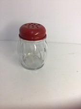 Shaker Clear Spiral Glass Red Metal Top Made In USA On Bottom Vintage
