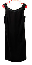 Dawn Joy Evening Womens' Sz 6 Black Sleeveless Sheath Beaded Neckline Cowl Back