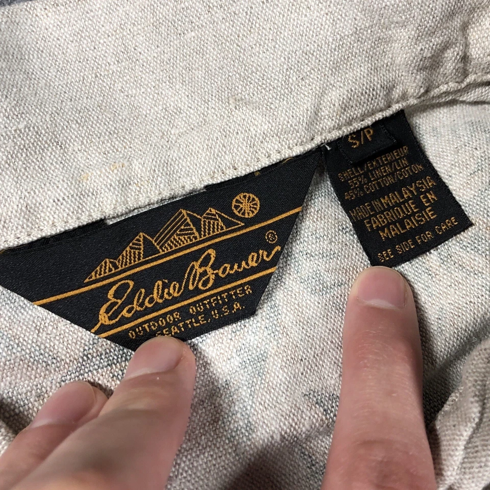 ВИНТАЖНЫЙ Eddie Bauer цветочный узор Chore рубашка куртка женщин S льняной пальто - Изображение 4 из 4