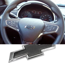 Chrome Black Steering Wheel Bowtie For Che vy Silverado 14-24 Emblem Badge