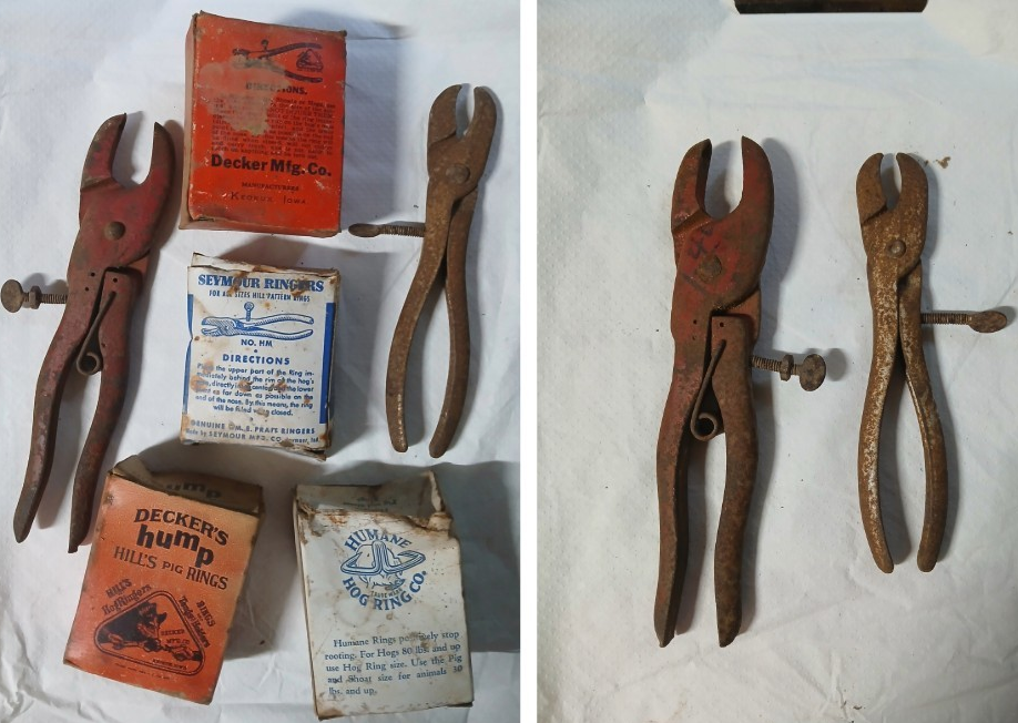 1950's 2 Vintage Hog Ring Pliers Working Condition - 4 Boxes o...