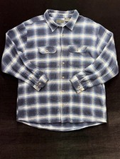 Field Stream Shirt Mens Size 2XL XXL Blue Plaid Flannel Heavy Cotton Shacket