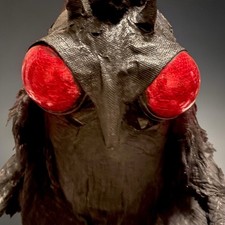 OOAK Handmade Mothman Horror Mask Wearable Cryptid Folk Art Costume Prop