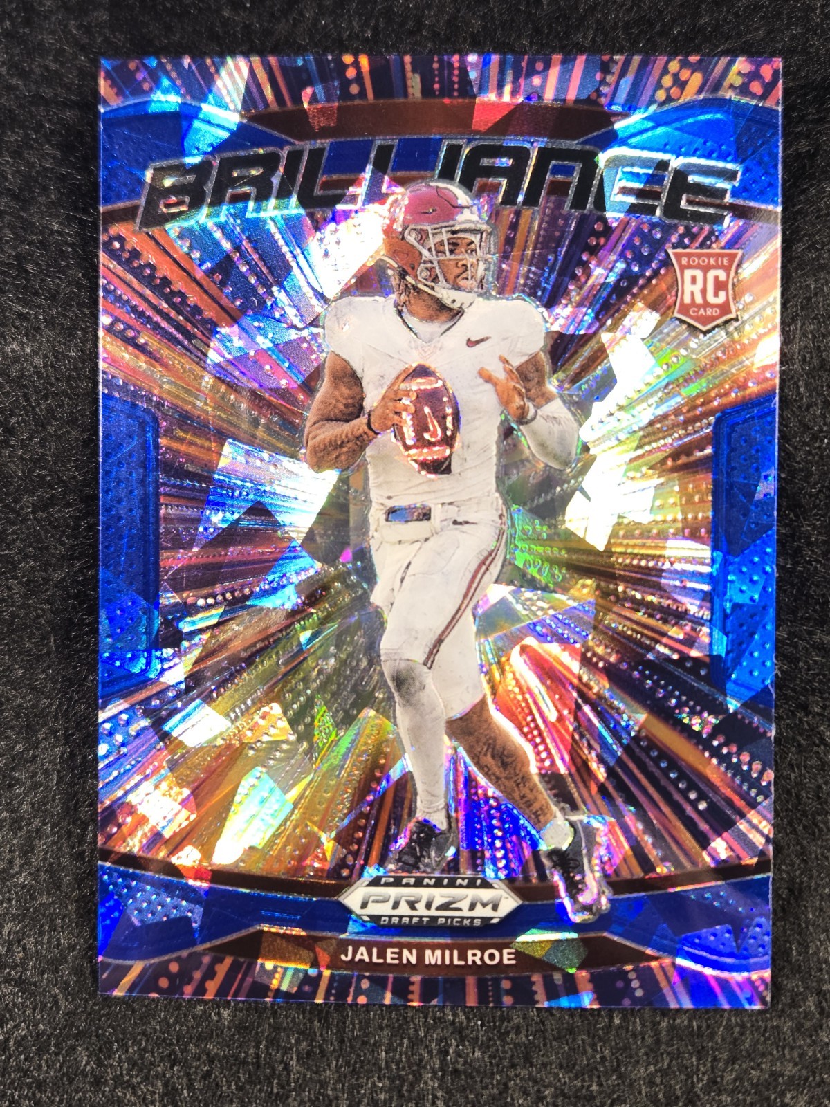 2025 Prizm Draft Picks Jalen Milroe Brilliance Blue Ice Prizm 70/149 Rookie