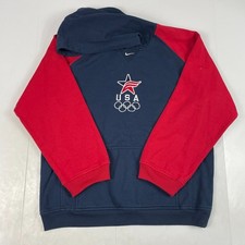 VINTAGE Nike Hoodie Youth Large Blue USA Olympic Team Center Swoosh Pullover Gym