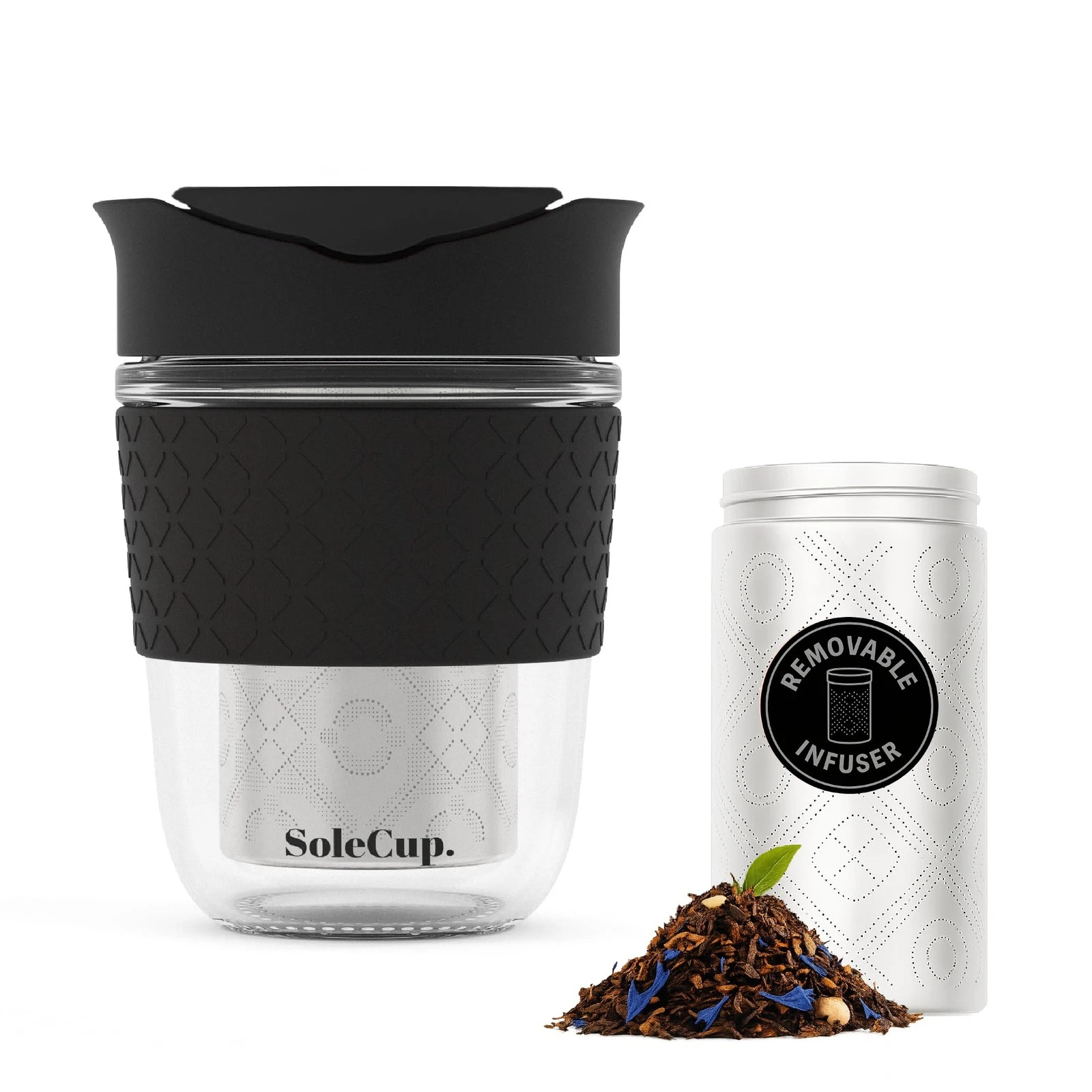 SoleCup. Travel Mug Loose Tea Infuser - Detachable Tea Strainer with Spillpro...