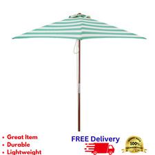 6.5' Square Market Umbrella Wood Frame Eucalyptus Pulley Patio Outdoor New