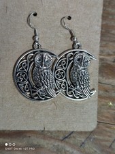 new Unbranded Silver Coloured Owl And Moon Earrings