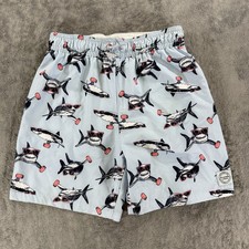 Abercrombie Boys Above the Knee Swim Trunks Blue Shark Compression Lined 13/14