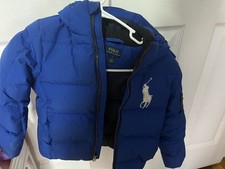 Polo Ralph Lauren Kids Down Puffer Jacket Size S 5 Blue Hooded Winter Coat