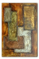textured geometric art abstract painting 3D Mike lang original earth tones decor